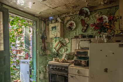 La cocina aún conserva los electrodomésticos originales