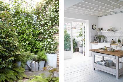 La cocina se abre hacia un envidiable jardín.