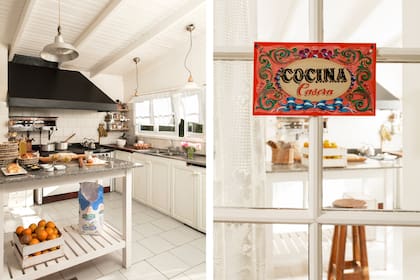 La cocina se puede divisar desde la recepción, a la que está integrada. Con sus instalaciones originales (solo se hicieron cambios mínimos), refleja el ambiente casero que reina en la hostería.