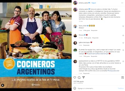 La cocinera Ximena Saenz se despidió de Guillermo Calabrese