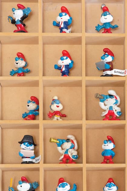 La colección del nutricionista incluye varios muñecos del famoso personaje de Papá Pitufo. "Sigo coleccionando, pero sólo me gustan los de Peyo fabricados por Schleich", aclara.