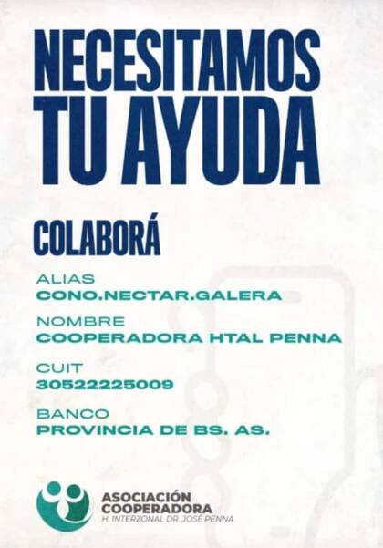 La colecta que encabeza la Asociación Cooperadora del Hospital Penna
