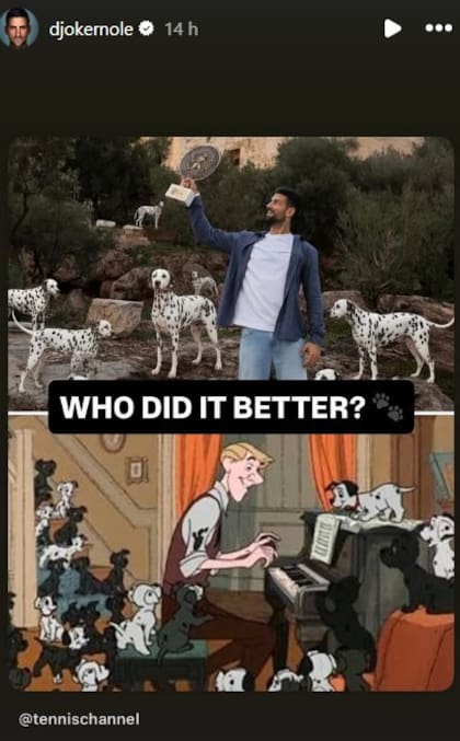 La cómica publicación de Nole Djokovic comparándose con el protagonista de la película 101 dálmatas