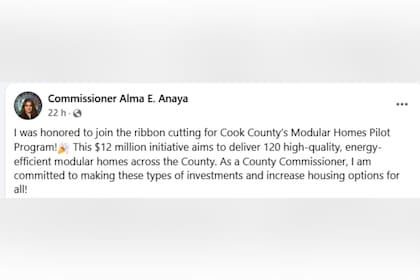 La comisionada Alma Anaya celebró la iniciativa en el condado de Cook