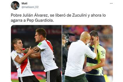 La comparación de un usuario sobre ambas imágenes de Julián Álvarez
