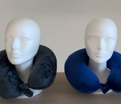 La comparación entre la almohada de viaje de Amazon (izquierda) y la de Dollar Tree (derecha)