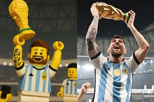 La comparación entre la foto real y el "modo Lego" de Messi