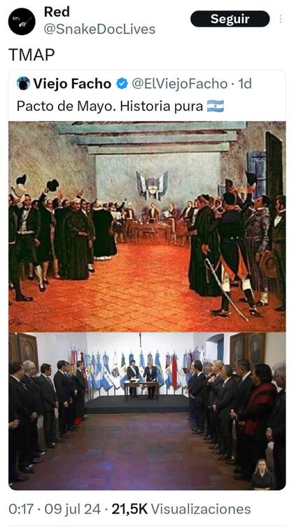 La comparación histórica del 9 de Julio de la que se hizo eco el propio Milei