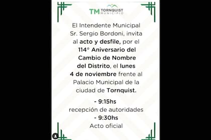 La comunicación por redes sociales del municipio de Tornquist sobre las actividades por el feriado