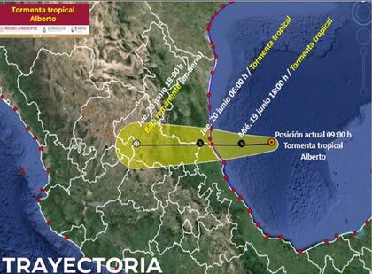 La Conagua espera que Alberto impacte en las costas de Tamaulipas y Veracruz este miércoles por la noche