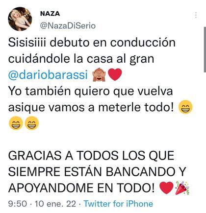 La conductora de TN agradeció al canal y confirmó la noticia en su cuenta de Twitter