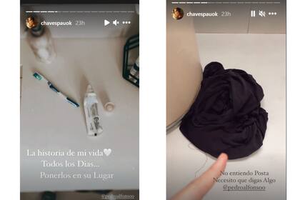 La conductora mostró, indignada, el desorden que le deja su marido todos los días en el baño