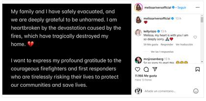 La conductora norteamericana Melissa Rivers perdió todos los recuerdos de sus padres