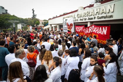 La conferencia de prensa en el Garrahan, hoy, a raiz de los pedidos de cesantía