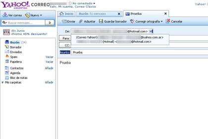 La configuración de una casilla de correo adicional en Yahoo! Mail permite enviar mensajes con otras cuentas