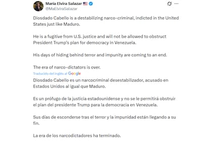 La congresista republicana María Elvira Salazar cargó contra Diosdado Cabello