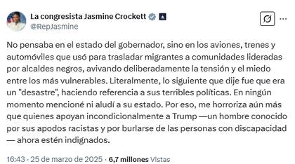 La congresista texana tildó la polémica de "distracción" y pidió enfocarse en el trabajo legislativo