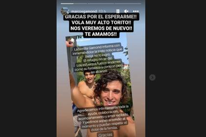 La conmovedora despedida a Benjamín Gamond por parte de su hermano