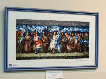 La Constitución guía al pueblo, témpera creada por Roux para el mural del parlamento santefesino