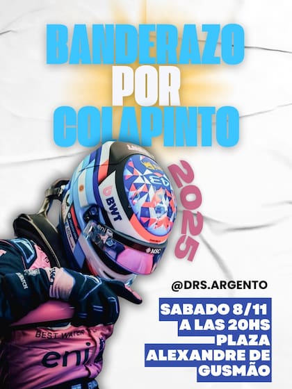 La convocatoria al banderazo de este sábado por Colapinto en el centro de San Pablo; el año pasado hubo otro y ahora quieren superarlo.