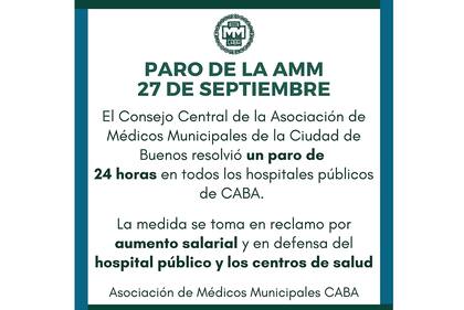 La convocatoria de la Asociación de Médicos Municipales de la Ciudad