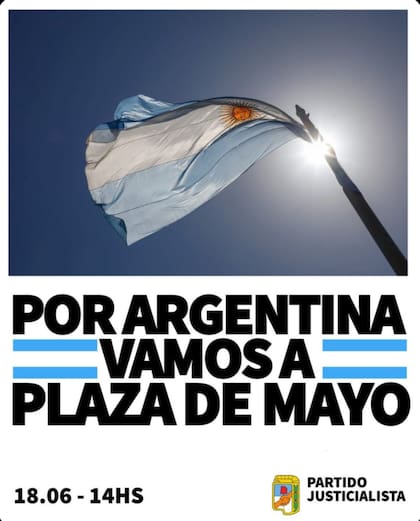 La convocatoria del PJ a la marcha por Cristina Kirchner