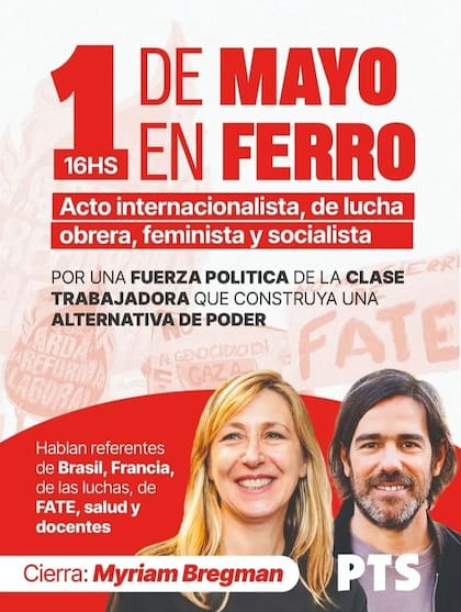 La convocatoria que hizo circular el PTS para su acto por el 1º de Mayo