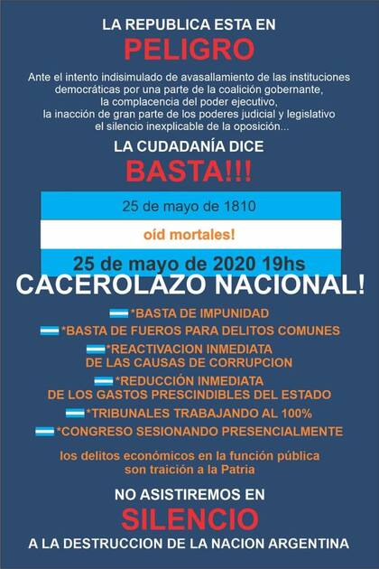 La convocatoria que se difundió por WhatsApp y redes