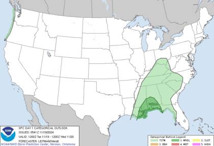 La costa del Golfo se verá afectada por lluvias