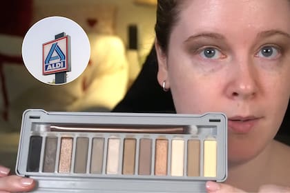 La creadora de contenido en YouTube muestra los resultados de la paleta de Aldi en un ojo y de Urban Decay en el otro: las diferencias son mínimas