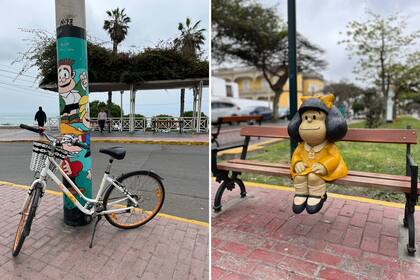 La criatura de Quino contempla en Boulevar Roque Saénz Peña de Barranco en esta obra del artista argentino Pablo Irrgang que cuenta con reproducciones en diversas ciudades del mundo.