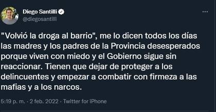 La crítica de Diego Santilli por las muertes a causa de la adulteración de cocaína.