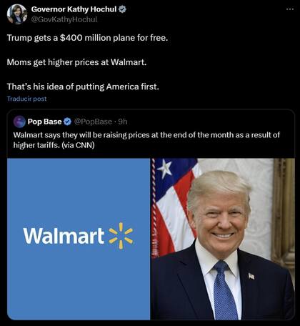 La crítica de Kathy Hochul a Donald Trump por el regalo que recibió el presidente de parte de Qatar