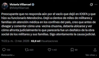 La crítica de Villarruel a Petri
