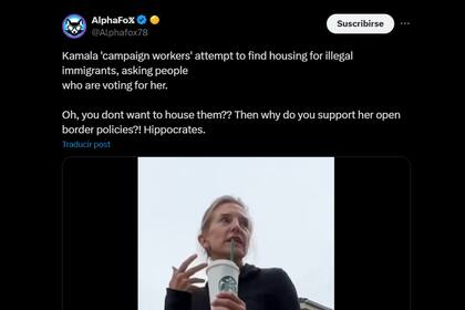 La cuenta Alpha Fox ya borró el video que mostraba a los supuestos inmigrantes haitianos, pero sigue publicando contenido en contra de Harris