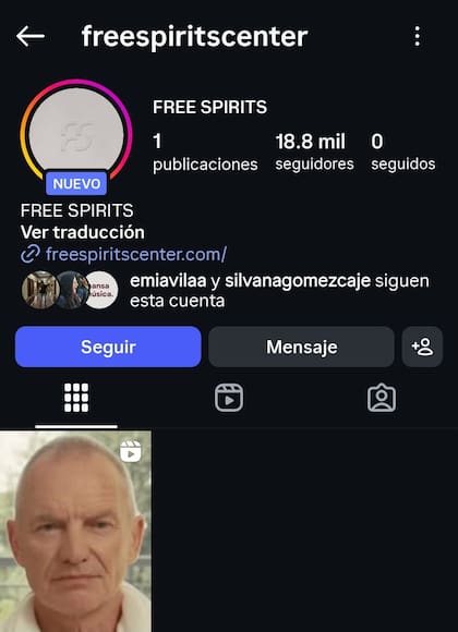 La cuenta creada del centro ficticio de sanación de Sting