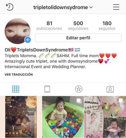 La cuenta de Instagram donde Andrea comparte las fotos de sus hijos