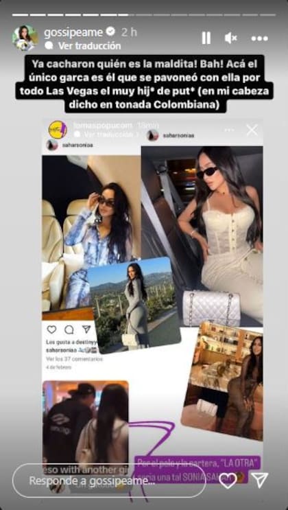 La cuenta de Instagram Gossipeame reveló la identidad de la amante de Peso Pluma