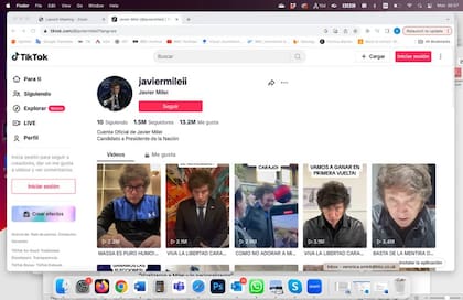 La cuenta de Javier Milei en Tik Tok