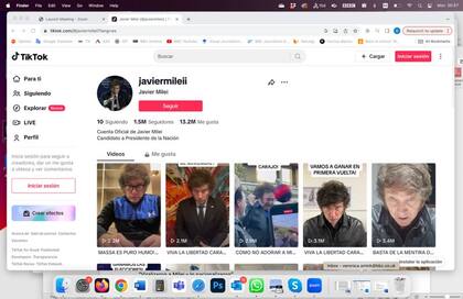 La cuenta de Javier Milei en Tik Tok está llena de videos explicativos que fueron viralizados por sus partidarios.