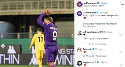 La cuenta de la Fiorentina celebró el regreso de Batistuta al Artemio Franchi