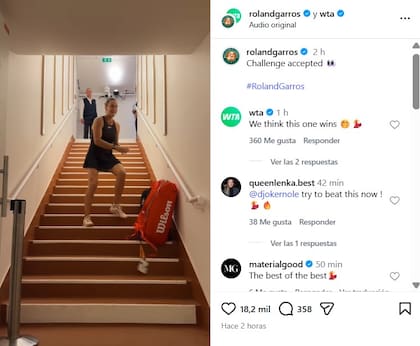 La cuenta de Roland Garros ofició de nexo para la "Dance battle" de Sabalenka y Djokovic