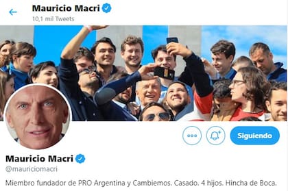 La cuenta en Twitter de Macri