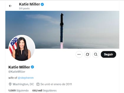 La cuenta en X de Katie Miller