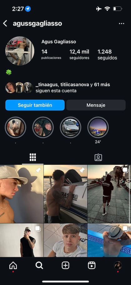 La cuenta Instagram de Agústin López Gagliasso