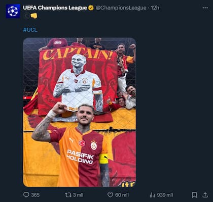 La cuenta oficial de Champions League compartió la foto