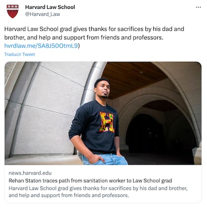 La cuenta oficial de Harvard relató la historia de este joven para inspirar a otros