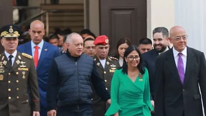 La cúpula chavista este lunes, en la toma de posesión de Delcy Rodríguez