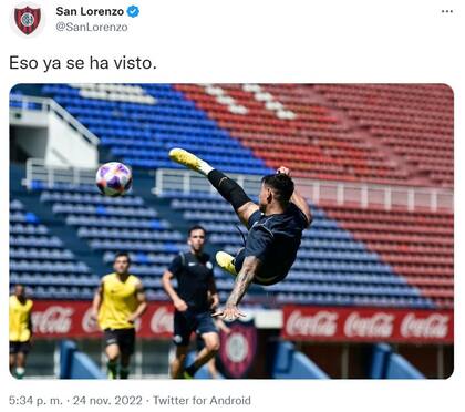 La curiosa publicación de San Lorenzo en sus redes tras el gol de Richarlyson