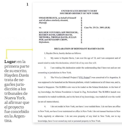 La declaración de Davis en Nueva York